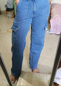 Bershka Straight Cargo Denim
