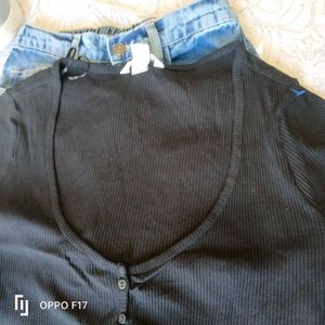 Button Front Jersey Top 🖤✨