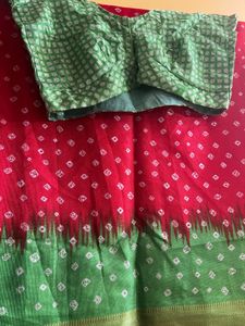 Red saree & Green Blouse