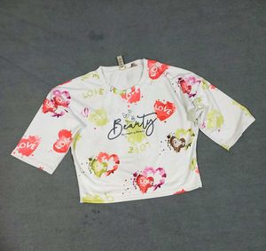 Cute Graphic Heart Print Top