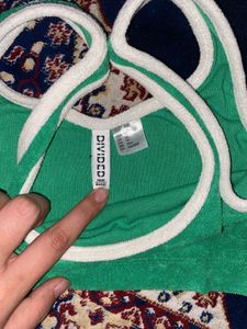 Green &amp; White Cropped Tank Top