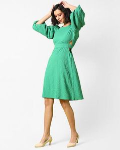 Pintrest Green Puff Sleeve Dress