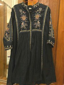 Embroidered Black Kurta