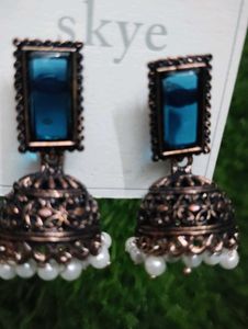 Blue Jhumka Earrings