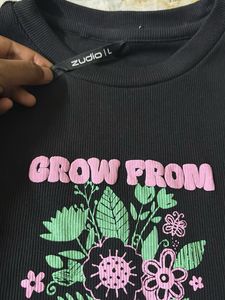 Zudio Black Floral Printed Top – “Grow From Within