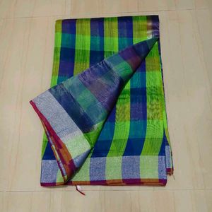 Checkered Green Saree