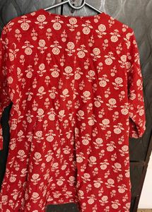 Red Floral Printed Kurti | Cotton