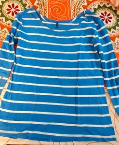 Blue &amp; White Striped Long Sleeve Top