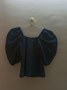 Crop Top Teal Color Open Shoulder