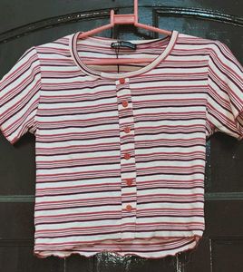 Striped Button-Up Tee