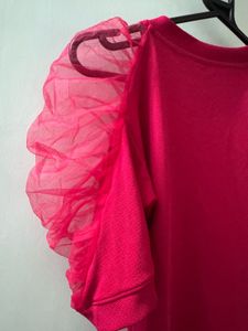 Pink Sheer Sleeve Top-M