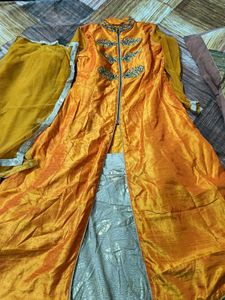 Elegant Orange Anarkali Kurta Set
