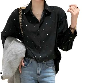New with tag Pinterest Korean Polka Dot Blouse