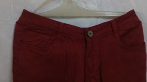 Collarless V Style Maroon  Shirt With Pant