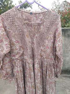 Floral Print Brown Casual Dress( Unused)