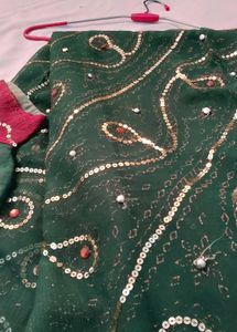 Green Net Saree