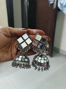 Mirror Jhumka Earrings