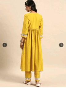 Yellow Embroidered Kurti Set