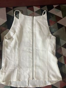 White Zipper Back Tank
