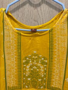 Yellow Printed Kurta