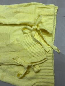 Yellow Tie-Sleeve Knit Sweater