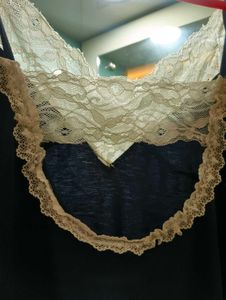 Navy Lace Trim Slip Dress