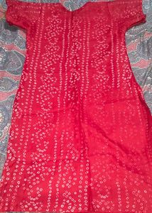 Red Bandhani Kurta