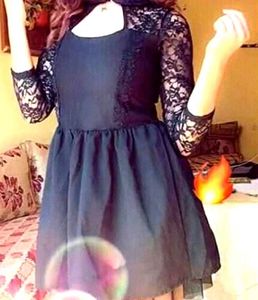 Black Lace Trim Mini Dress