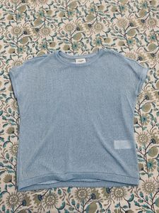 Blue Sheer/knitted Top