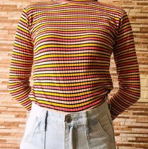 Striped Mock Neck Top