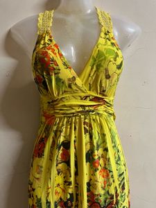 Yellow Floral Halter Dress
