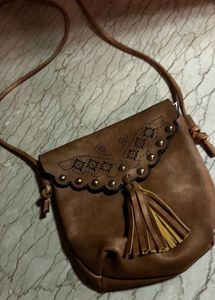 Brown Crossbody Bag with Tassel