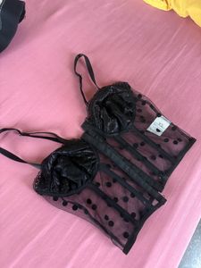 Black Polka Dot Corset Top