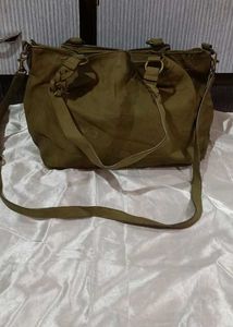 Olive Green Braided Handle Tote Bag
