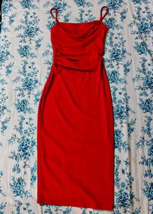 Elegant Red Midi Slip Dress