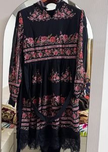 Floral Print Black Dress