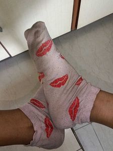 Funky Lips Print Socks