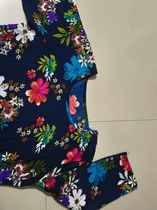 Navy Blue Floral Top