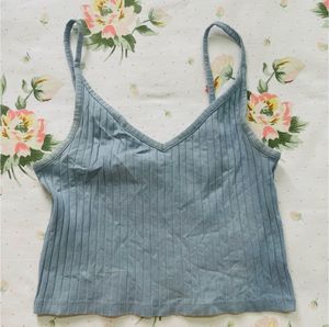 Blue Ribbed Tank Top