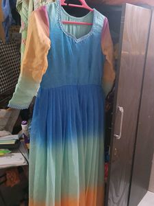 Blue Dress with Lace Detail