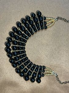 Black Beaded Statement Necklace