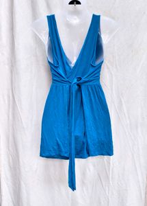 7210. Blue V-Neck Dress