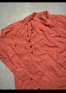 Orange Mandarin Collar Kurta