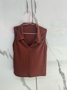 Brown Sleeveless Top & Trouser