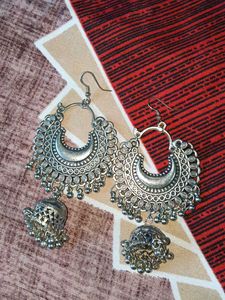 Silver Jhumka Earrings