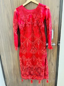 Red Embroidered Kurta Set