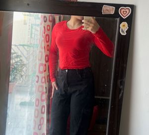 Red Long Sleeve Top