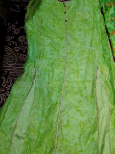 Lime Green Long Kameez With Lahnga