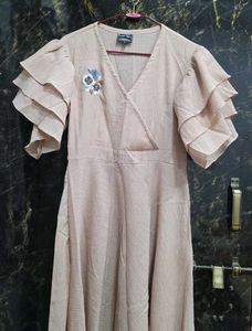 Ruffled Sleevs Fit And Flare Dress