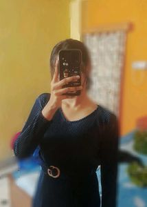 Navy Blue Ribbed Dress